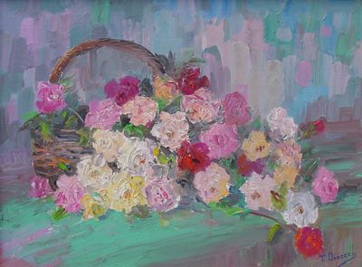 Trino Orozco - Flores, pintura al óleo