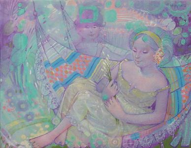 Esteban Villaparedes: Two women oil painting
